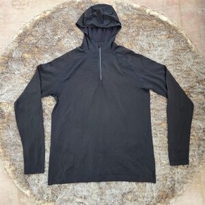 Lululemon Outrider 1/4 Zip Hoodie Men's L Black Pullover Lightweight Get Dirty